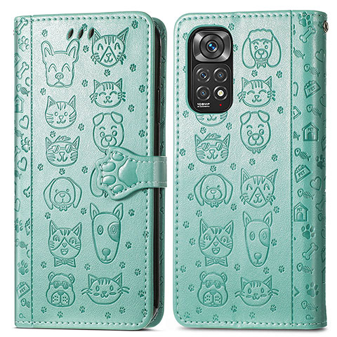 Funda de Cuero Cartera con Soporte Patron de Moda Carcasa S03D para Xiaomi Redmi Note 11 Pro 4G Verde