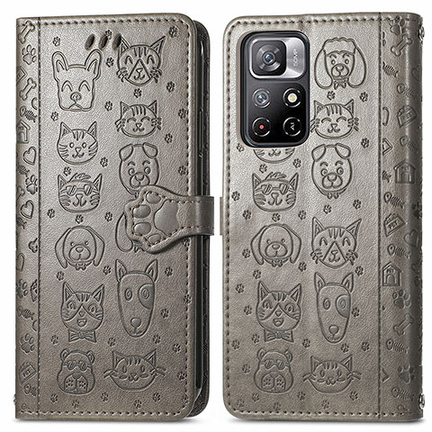 Funda de Cuero Cartera con Soporte Patron de Moda Carcasa S03D para Xiaomi Redmi Note 11T 5G Gris