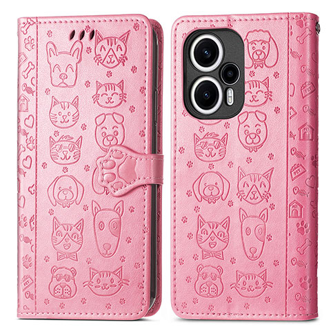 Funda de Cuero Cartera con Soporte Patron de Moda Carcasa S03D para Xiaomi Redmi Note 12 Turbo 5G Rosa