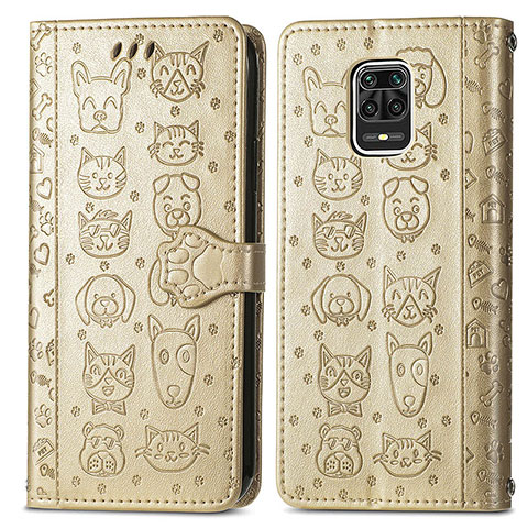 Funda de Cuero Cartera con Soporte Patron de Moda Carcasa S03D para Xiaomi Redmi Note 9 Pro Max Oro