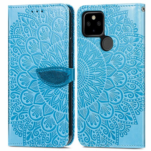 Funda de Cuero Cartera con Soporte Patron de Moda Carcasa S04D para Google Pixel 5a 5G Azul