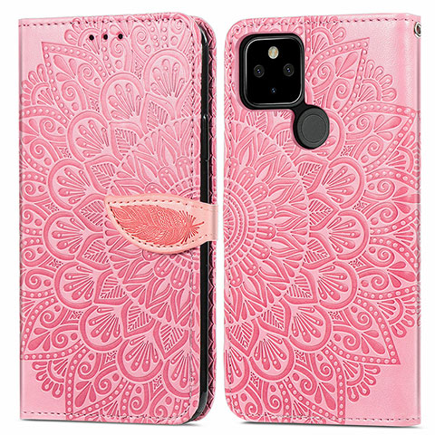 Funda de Cuero Cartera con Soporte Patron de Moda Carcasa S04D para Google Pixel 5a 5G Oro Rosa