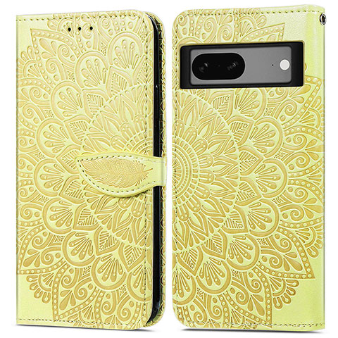 Funda de Cuero Cartera con Soporte Patron de Moda Carcasa S04D para Google Pixel 7 5G Amarillo