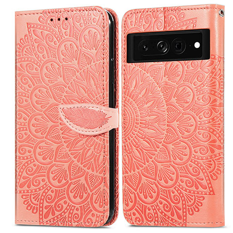 Funda de Cuero Cartera con Soporte Patron de Moda Carcasa S04D para Google Pixel 7 Pro 5G Naranja