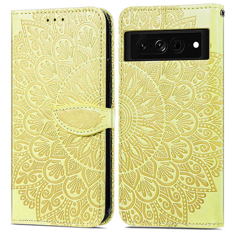 Funda de Cuero Cartera con Soporte Patron de Moda Carcasa S04D para Google Pixel 7a 5G Amarillo