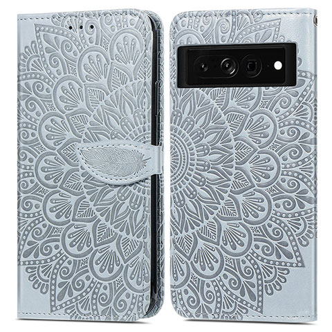 Funda de Cuero Cartera con Soporte Patron de Moda Carcasa S04D para Google Pixel 7a 5G Gris