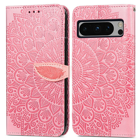 Funda de Cuero Cartera con Soporte Patron de Moda Carcasa S04D para Google Pixel 8 Pro 5G Oro Rosa