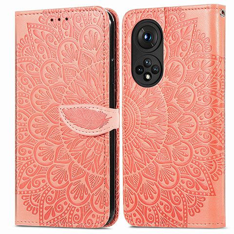 Funda de Cuero Cartera con Soporte Patron de Moda Carcasa S04D para Huawei Honor 50 Pro 5G Naranja