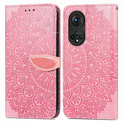 Funda de Cuero Cartera con Soporte Patron de Moda Carcasa S04D para Huawei Honor 50 Pro 5G Oro Rosa