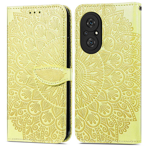 Funda de Cuero Cartera con Soporte Patron de Moda Carcasa S04D para Huawei Honor 50 SE 5G Amarillo