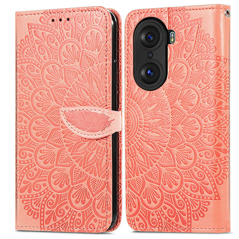 Funda de Cuero Cartera con Soporte Patron de Moda Carcasa S04D para Huawei Honor 60 5G Naranja