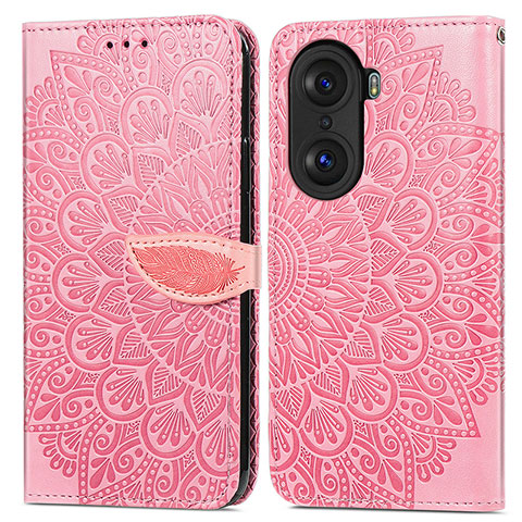 Funda de Cuero Cartera con Soporte Patron de Moda Carcasa S04D para Huawei Honor 60 5G Oro Rosa