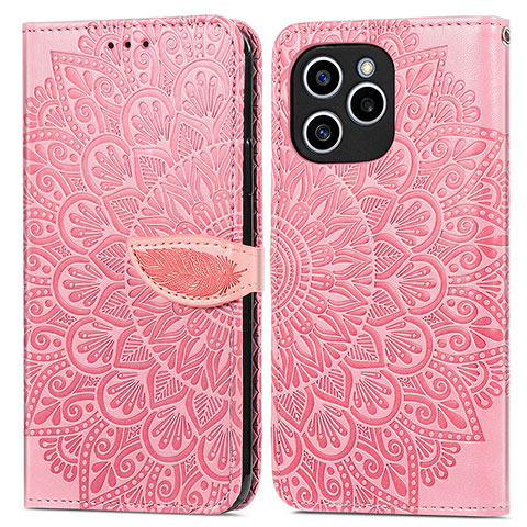 Funda de Cuero Cartera con Soporte Patron de Moda Carcasa S04D para Huawei Honor 60 SE 5G Oro Rosa