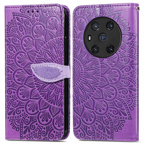 Funda de Cuero Cartera con Soporte Patron de Moda Carcasa S04D para Huawei Honor Magic3 5G Morado