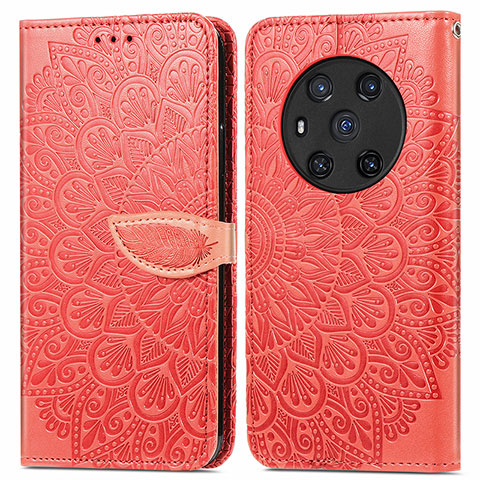 Funda de Cuero Cartera con Soporte Patron de Moda Carcasa S04D para Huawei Honor Magic3 5G Rojo