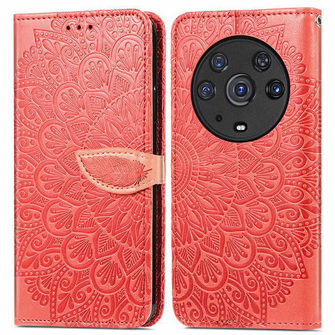 Funda de Cuero Cartera con Soporte Patron de Moda Carcasa S04D para Huawei Honor Magic3 Pro 5G Rojo