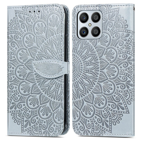 Funda de Cuero Cartera con Soporte Patron de Moda Carcasa S04D para Huawei Honor X8 4G Gris