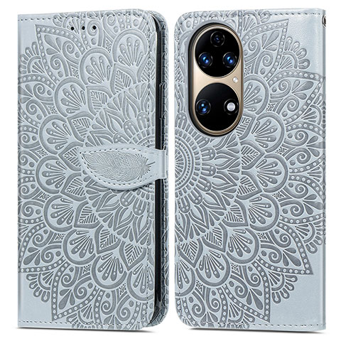 Funda de Cuero Cartera con Soporte Patron de Moda Carcasa S04D para Huawei P50e Gris