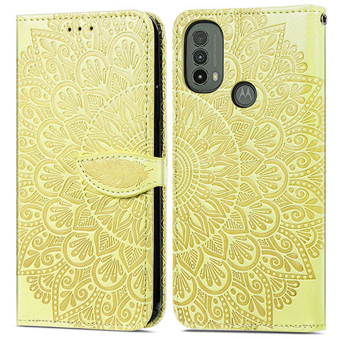 Funda de Cuero Cartera con Soporte Patron de Moda Carcasa S04D para Motorola Moto E40 Amarillo