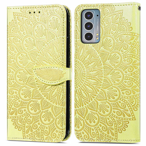 Funda de Cuero Cartera con Soporte Patron de Moda Carcasa S04D para Motorola Moto Edge 20 5G Amarillo