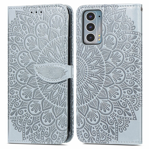 Funda de Cuero Cartera con Soporte Patron de Moda Carcasa S04D para Motorola Moto Edge 20 5G Gris