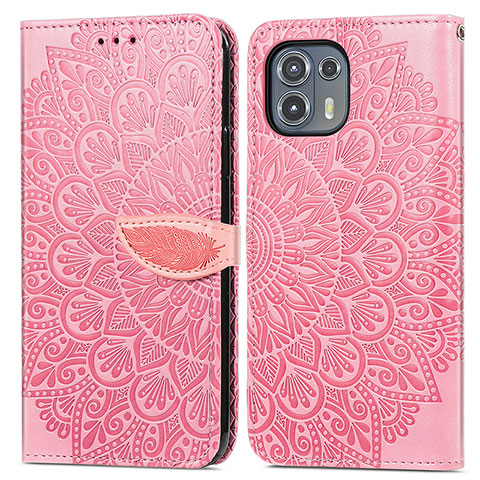 Funda de Cuero Cartera con Soporte Patron de Moda Carcasa S04D para Motorola Moto Edge 20 Lite 5G Oro Rosa