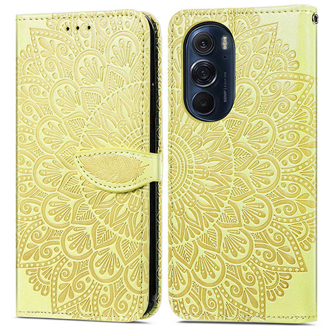 Funda de Cuero Cartera con Soporte Patron de Moda Carcasa S04D para Motorola Moto Edge 30 Pro 5G Amarillo