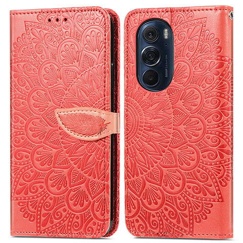 Funda de Cuero Cartera con Soporte Patron de Moda Carcasa S04D para Motorola Moto Edge 30 Pro 5G Rojo