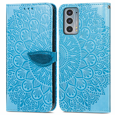 Funda de Cuero Cartera con Soporte Patron de Moda Carcasa S04D para Motorola Moto Edge Lite 5G Azul