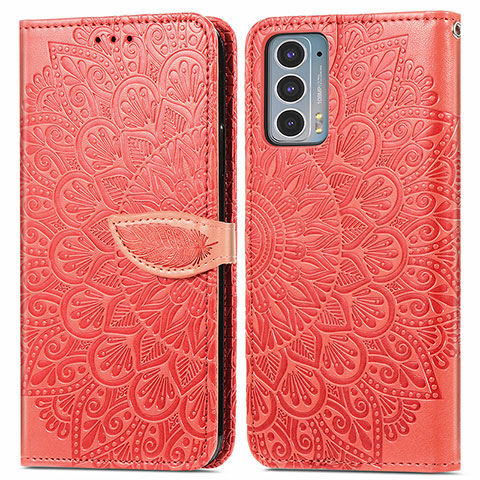 Funda de Cuero Cartera con Soporte Patron de Moda Carcasa S04D para Motorola Moto Edge Lite 5G Rojo