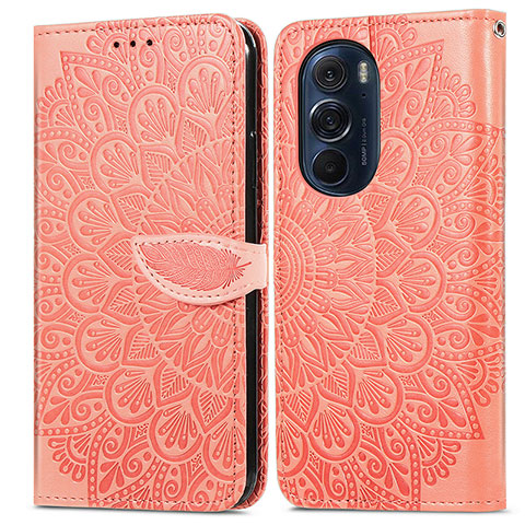 Funda de Cuero Cartera con Soporte Patron de Moda Carcasa S04D para Motorola Moto Edge X30 5G Naranja