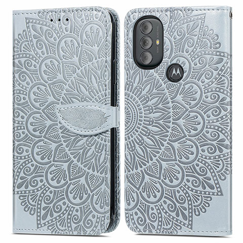 Funda de Cuero Cartera con Soporte Patron de Moda Carcasa S04D para Motorola Moto G Power (2022) Gris