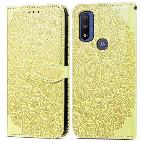 Funda de Cuero Cartera con Soporte Patron de Moda Carcasa S04D para Motorola Moto G Pure Amarillo