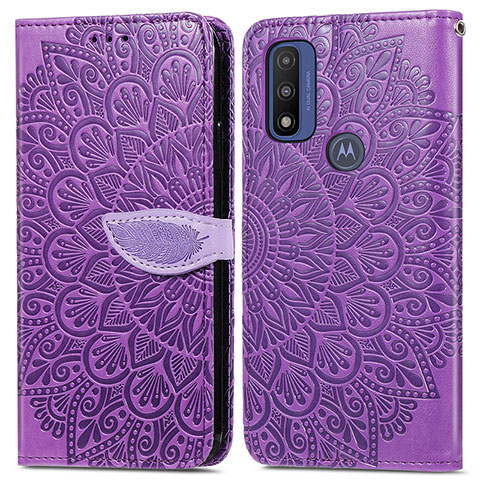 Funda de Cuero Cartera con Soporte Patron de Moda Carcasa S04D para Motorola Moto G Pure Morado