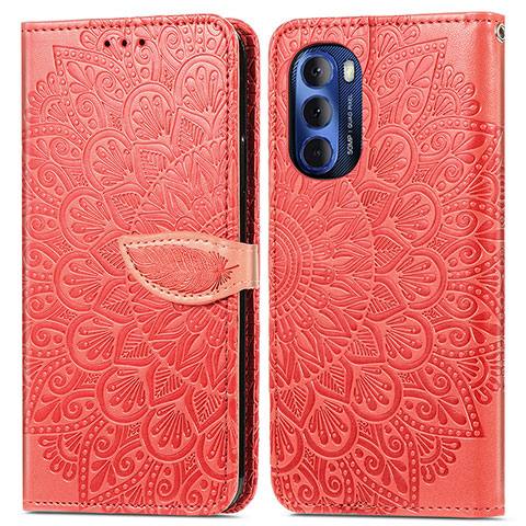 Funda de Cuero Cartera con Soporte Patron de Moda Carcasa S04D para Motorola Moto G Stylus (2022) 4G Rojo