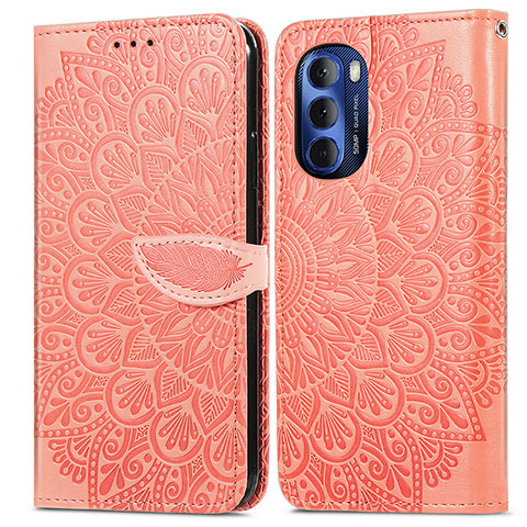 Funda de Cuero Cartera con Soporte Patron de Moda Carcasa S04D para Motorola Moto G Stylus (2022) 5G Naranja