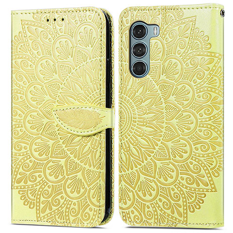 Funda de Cuero Cartera con Soporte Patron de Moda Carcasa S04D para Motorola Moto G200 5G Amarillo