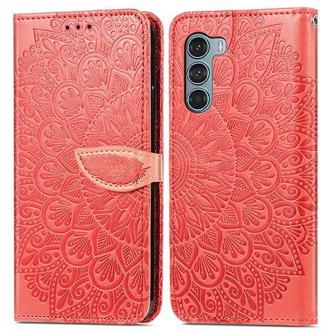 Funda de Cuero Cartera con Soporte Patron de Moda Carcasa S04D para Motorola Moto G200 5G Rojo