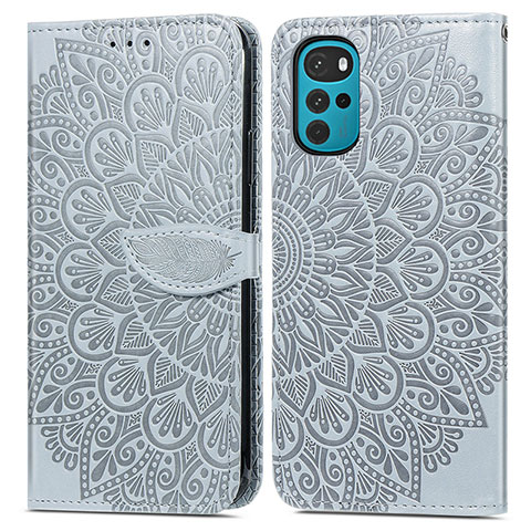 Funda de Cuero Cartera con Soporte Patron de Moda Carcasa S04D para Motorola Moto G22 Gris