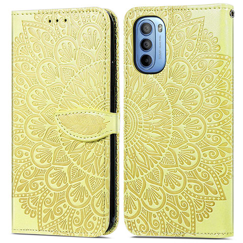 Funda de Cuero Cartera con Soporte Patron de Moda Carcasa S04D para Motorola Moto G31 Amarillo