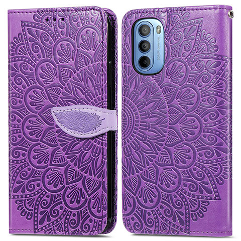 Funda de Cuero Cartera con Soporte Patron de Moda Carcasa S04D para Motorola Moto G31 Morado