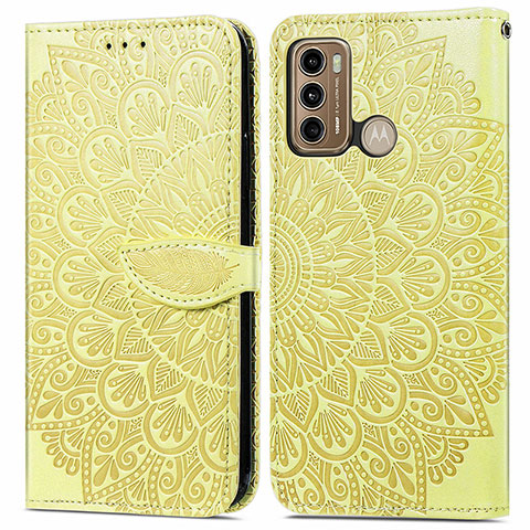 Funda de Cuero Cartera con Soporte Patron de Moda Carcasa S04D para Motorola Moto G40 Fusion Amarillo