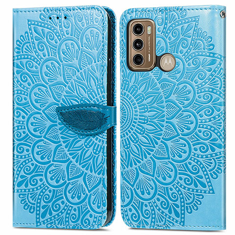 Funda de Cuero Cartera con Soporte Patron de Moda Carcasa S04D para Motorola Moto G40 Fusion Azul