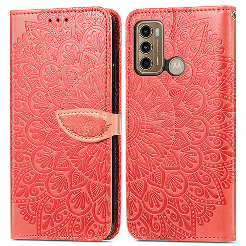 Funda de Cuero Cartera con Soporte Patron de Moda Carcasa S04D para Motorola Moto G40 Fusion Rojo