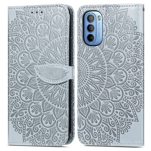 Funda de Cuero Cartera con Soporte Patron de Moda Carcasa S04D para Motorola Moto G41 Gris