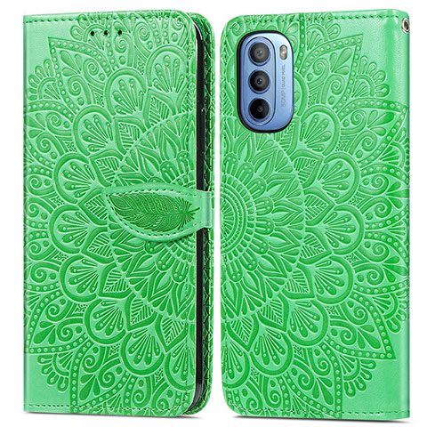 Funda de Cuero Cartera con Soporte Patron de Moda Carcasa S04D para Motorola Moto G41 Verde