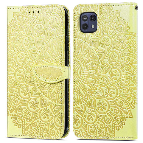 Funda de Cuero Cartera con Soporte Patron de Moda Carcasa S04D para Motorola Moto G50 5G Amarillo