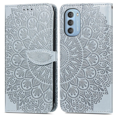 Funda de Cuero Cartera con Soporte Patron de Moda Carcasa S04D para Motorola Moto G51 5G Gris