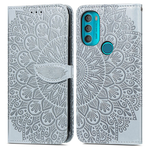 Funda de Cuero Cartera con Soporte Patron de Moda Carcasa S04D para Motorola Moto G71 5G Gris