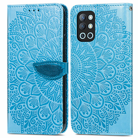 Funda de Cuero Cartera con Soporte Patron de Moda Carcasa S04D para OnePlus 9R 5G Azul